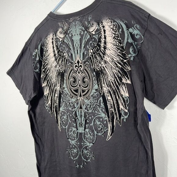 🔥🔥 NOBILITY Affliction Y2K Dark Gray Graphic Grunge Tee Men Size XL - EXCELLEN - Picture 8 of 10
